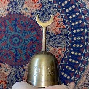 Gold Crescent Moon Bell & Mortar/Pestle